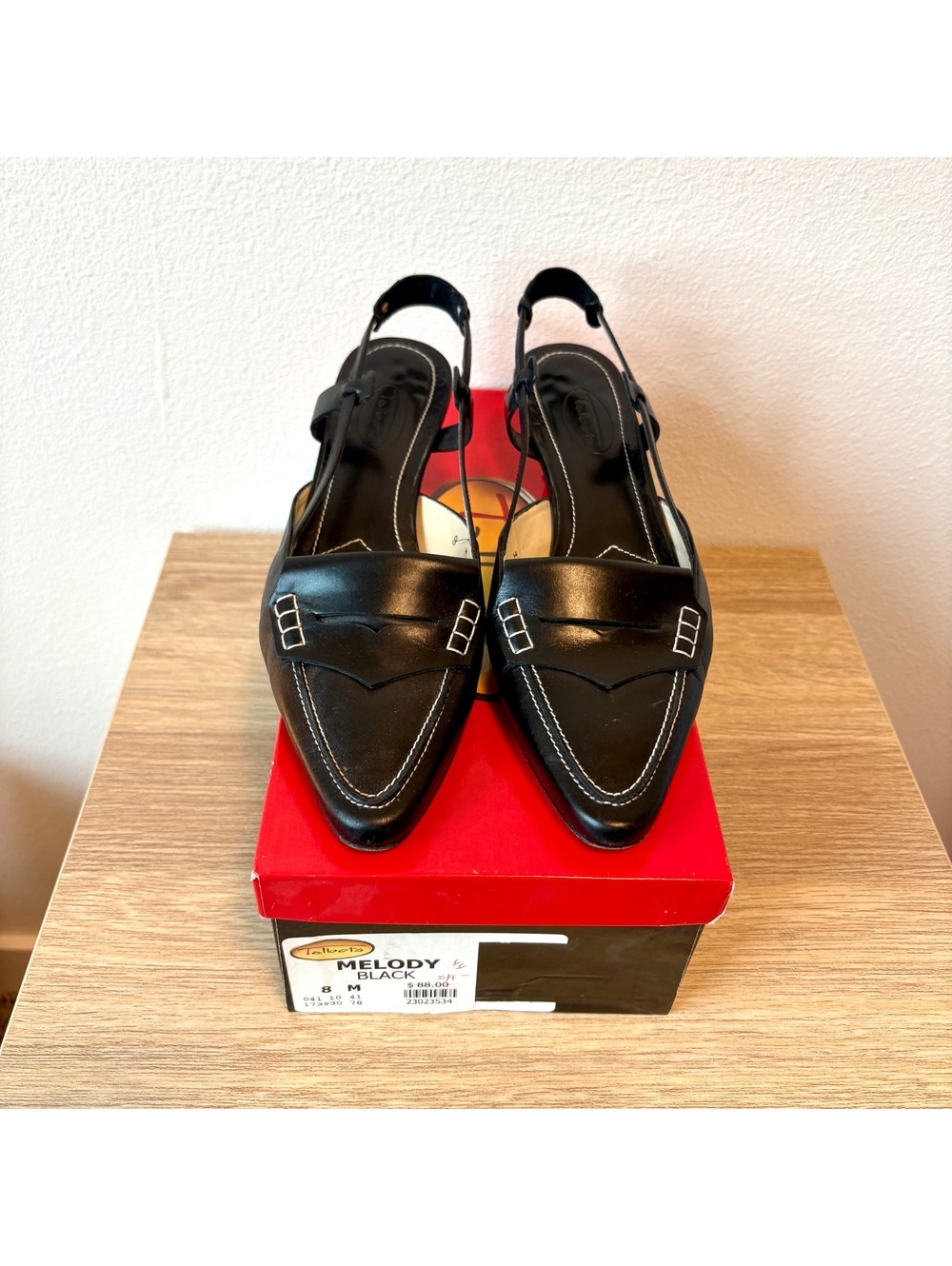 Vintage Talbots Melody Black Leather Slingback Pumps Size 8M Made in Spain w Box